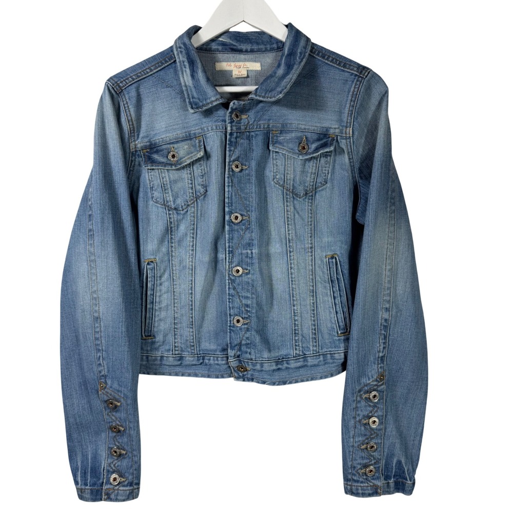 Vintage Polo Jeans Co Ralph Lauren XL Denim Jacket Women Y2K Cropped Button Cuff